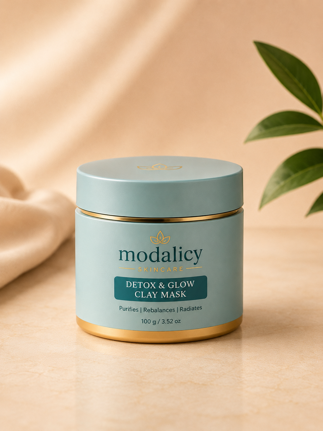Modalicy Detox & Glow Clay Mask – Kaolin Clay, Niacinamide, Tea Tree & Aloe Vera